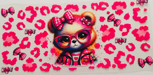 16oz UV DTF Cup wrap Bear,Leopard Print