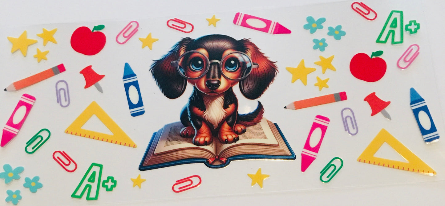 16oz UV DTF Cup wrap,Dog,Book,School